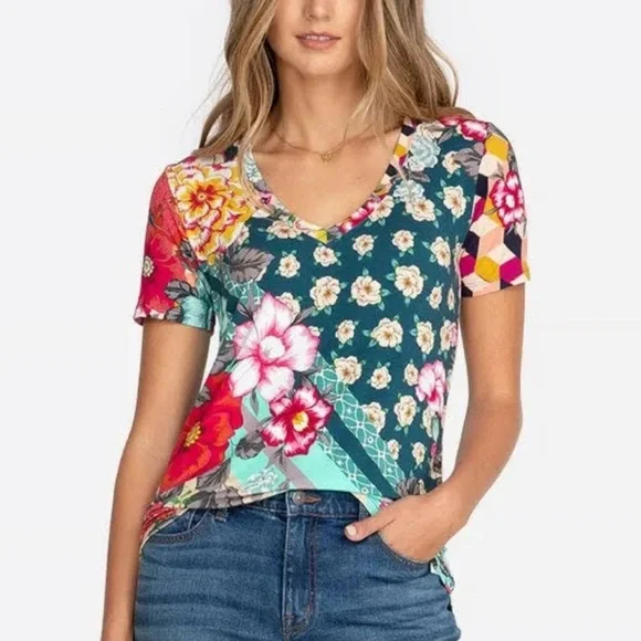 Johnny Was Nellie Favorite' floral tee Sz S - Picture 1 of 12